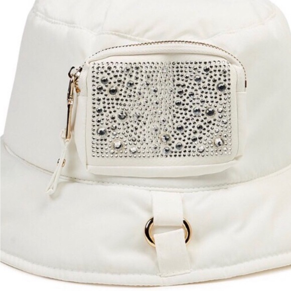 Cute bejeweled bling Blue Puffer Bucket‎ Hat with zippered pocket new - Picture 10 of 10